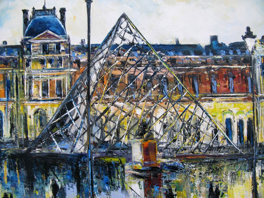 Tableau de PHIL a pour titre Le Louvre, Paris style figuratif dim : PHILprix:850