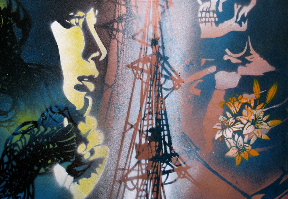 Tableau de KARO TRASS a pour titre Plongée en apnée style street pop art, street art dim : KARO TRASSprix:170