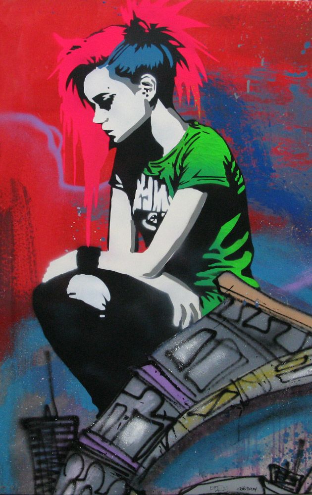Tableau de Craig & Emer a pour titre Punxette style street pop art dim : Craig & Emerprix:600