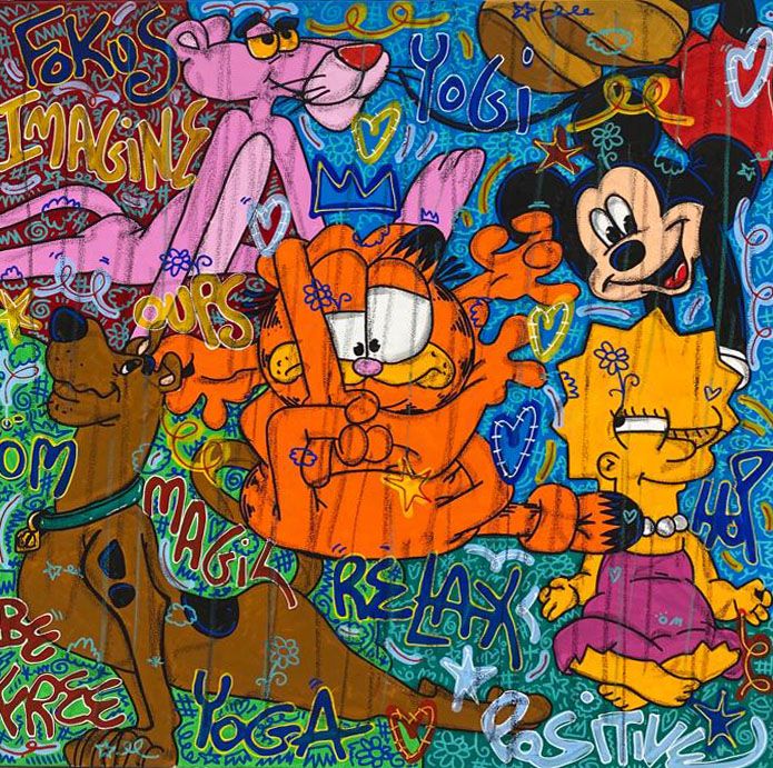 Tableau de RICO SAB a pour titre Yogi x Yoga style street pop art dim : RICO SABprix:950