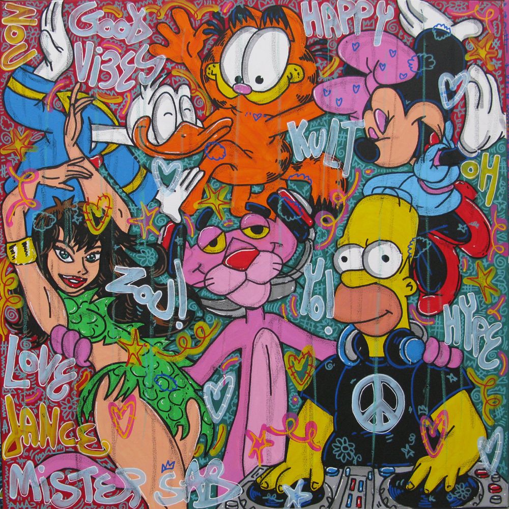 Tableau de RICO SAB a pour titre Good vibes only style street pop art, street art dim : RICO SABprix:950