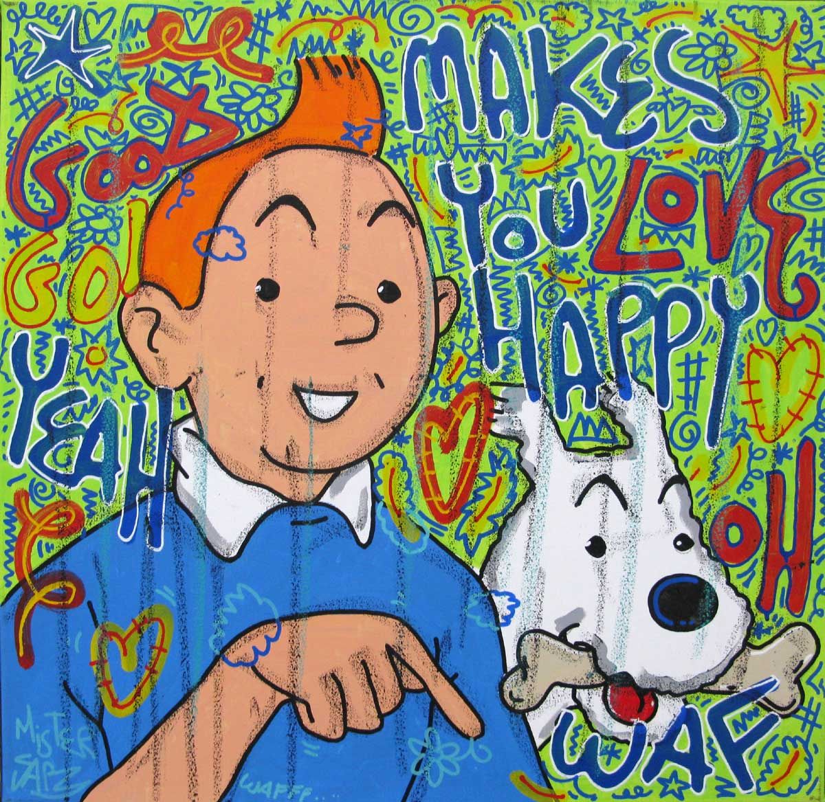 Tableau de RICO SAB a pour titre Makes you happy style street pop art, street art dim : RICO SABprix:320