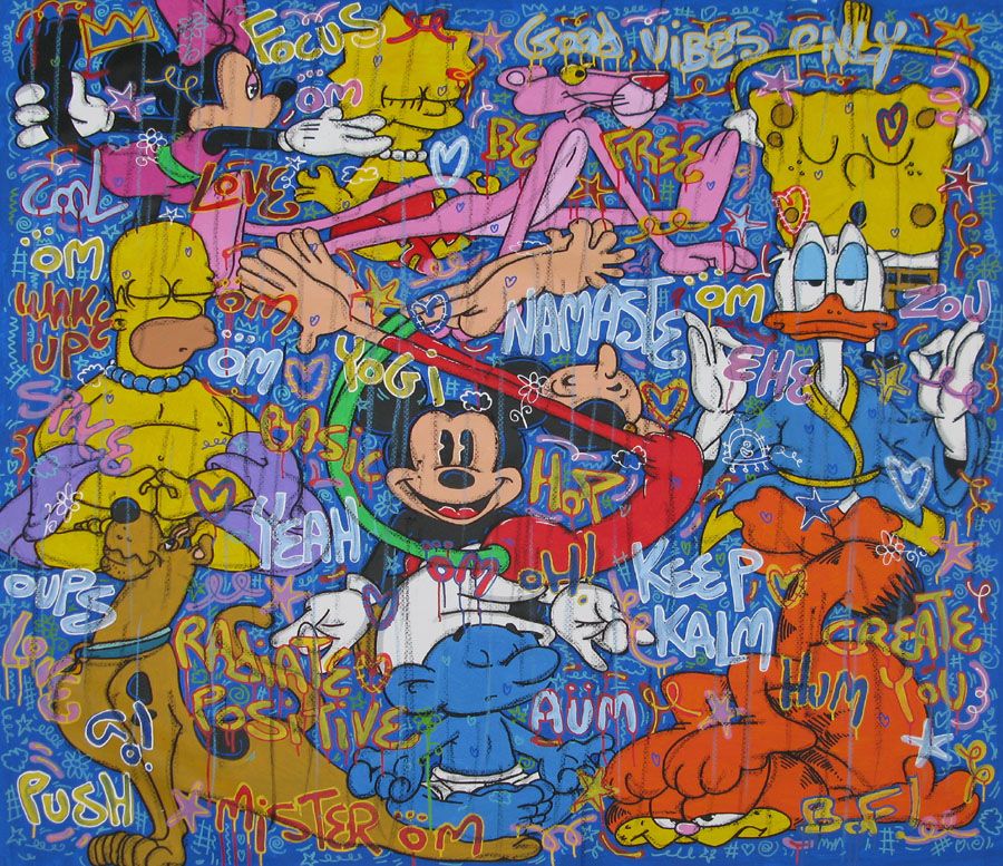 Tableau de RICO SAB a pour titre GOOD VIBES ONLY style street pop art dim : RICO SABprix:1900