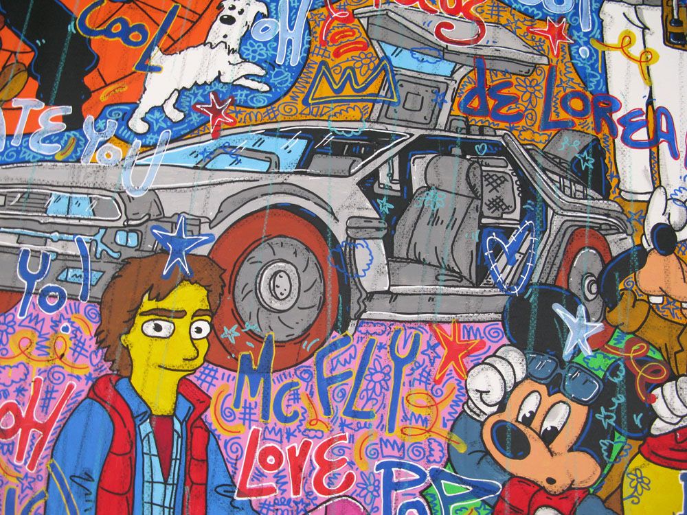 Tableau de RICO SAB a pour titre RETOUR VERS LE FUTUR style street pop art dim : RICO SABprix:1900