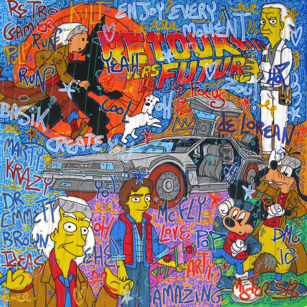 Tableau de RICO SAB a pour titre RETOUR VERS LE FUTUR style street pop art dim : RICO SABprix:1900