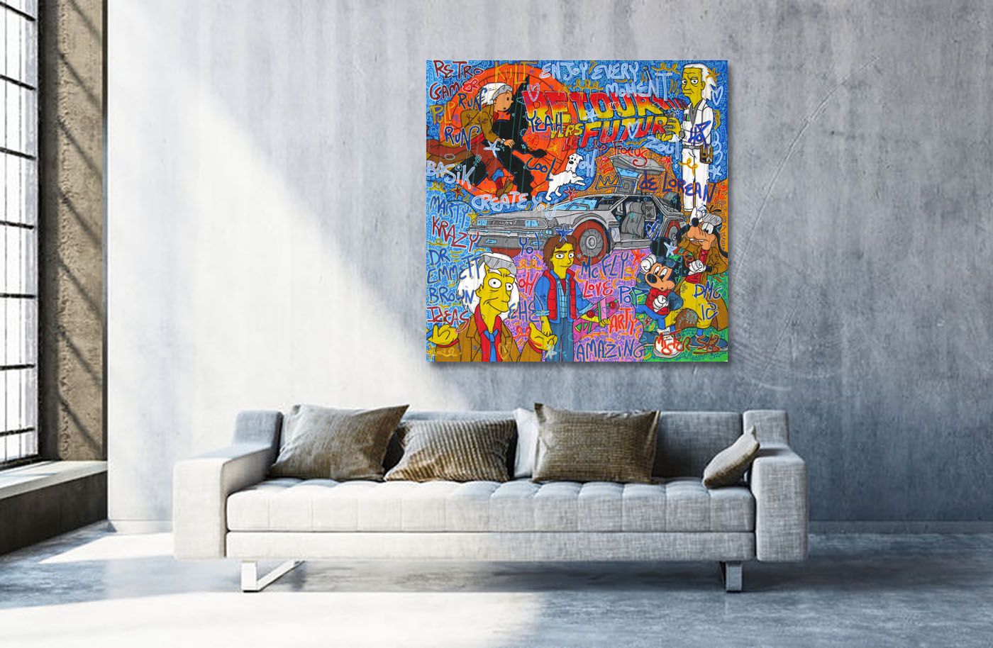 Tableau de RICO SAB a pour titre RETOUR VERS LE FUTUR style street pop art dim : RICO SABprix:1900