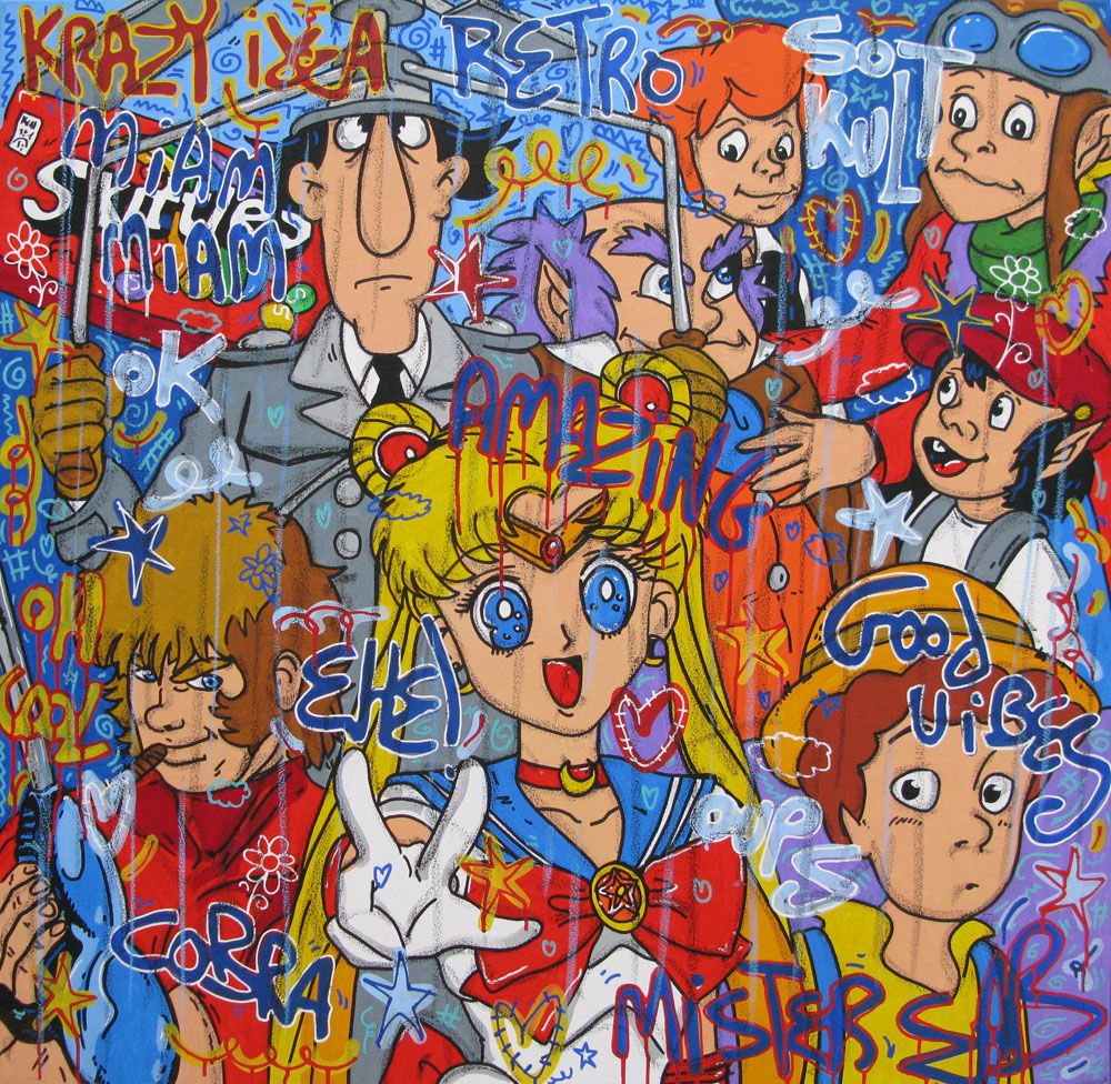 Tableau de RICO SAB a pour titre RETRO style street pop art dim : RICO SABprix:950
