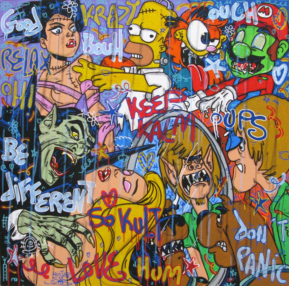 Tableau de RICO SAB a pour titre KEEP KALM IT'S HALLOWEEN style street pop art dim : RICO SABprix:950