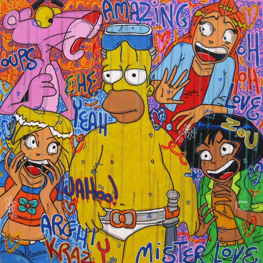 Tableau de RICO SAB a pour titre MISTER LOVE style street pop art dim : RICO SABprix:950