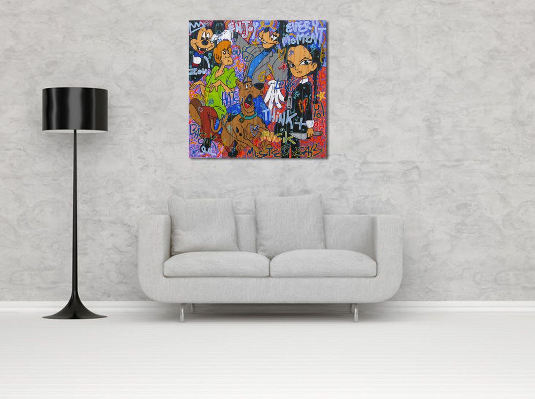 Tableau de RICO SAB a pour titre ENJOY EVERY MOMENT style street pop art, street art dim : RICO SABprix:950