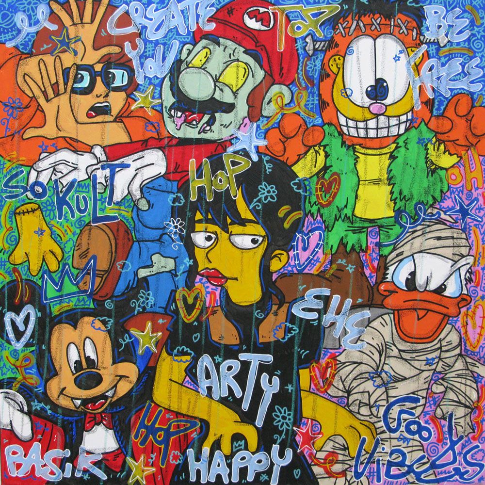 Tableau de RICO SAB a pour titre HAPPY ARTY style street pop art dim : RICO SABprix:950