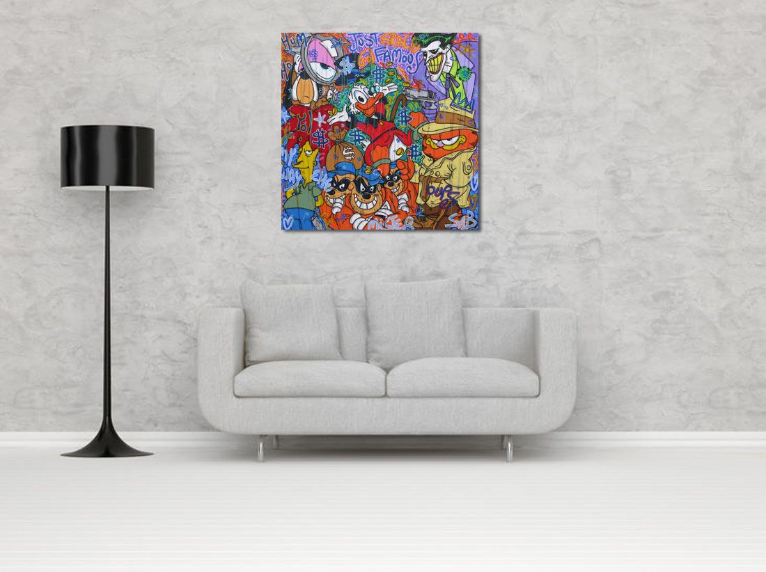 Tableau de RICO SAB a pour titre JUST FAMOUS style street pop art dim : RICO SABprix:950