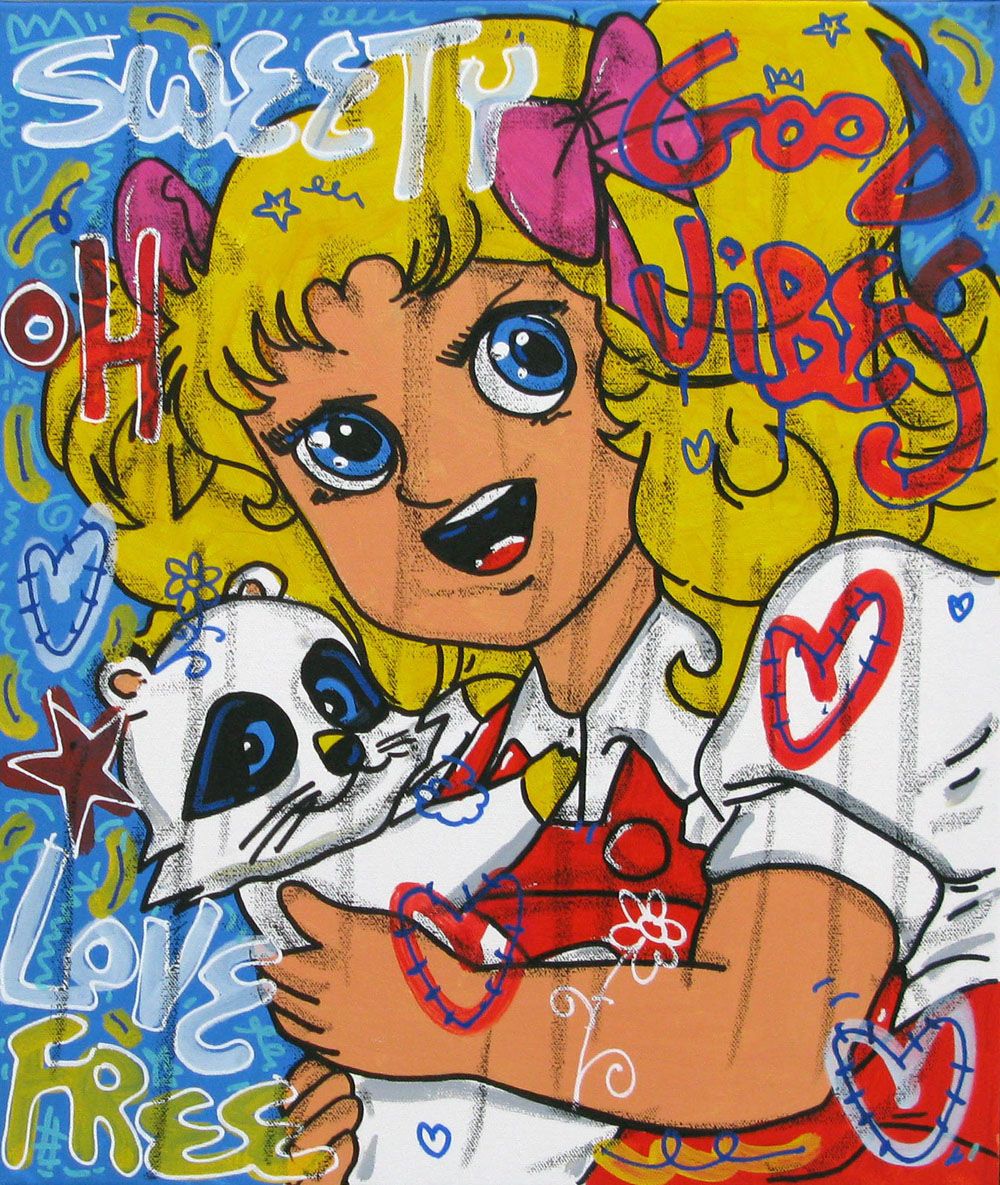Tableau de RICO SAB a pour titre GOOD VIBES CANDY style graphique dim : RICO SABprix:240