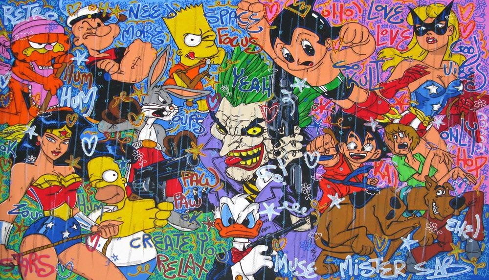 Tableau de RICO SAB a pour titre NEED MORE SPACE style street pop art dim : RICO SABprix:2200
