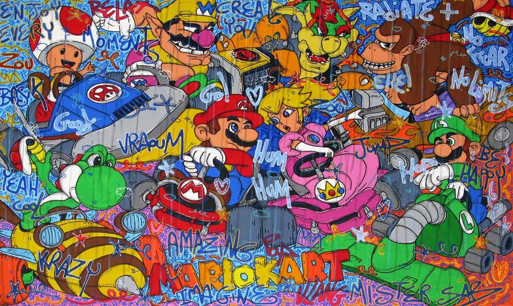 Tableau de RICO SAB a pour titre MARIO KART style street pop art dim : RICO SABprix:2200