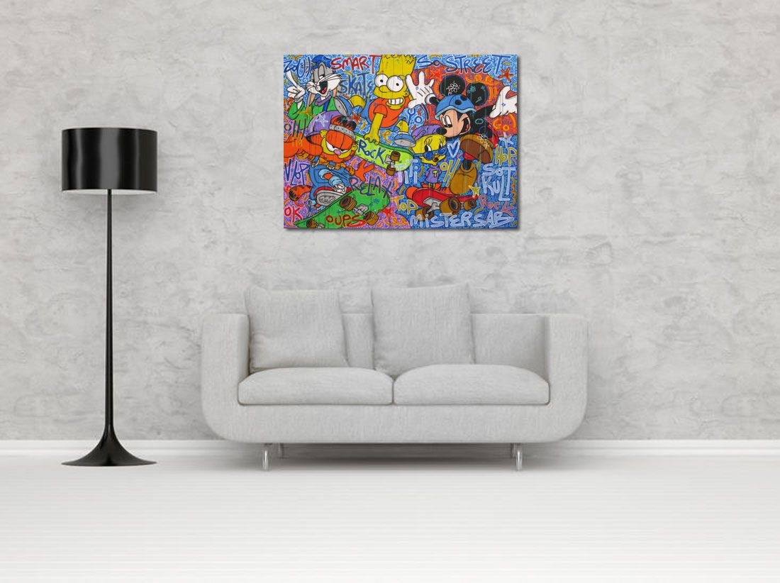Tableau de RICO SAB a pour titre SMART SKATE style street pop art, street art dim : RICO SABprix:900