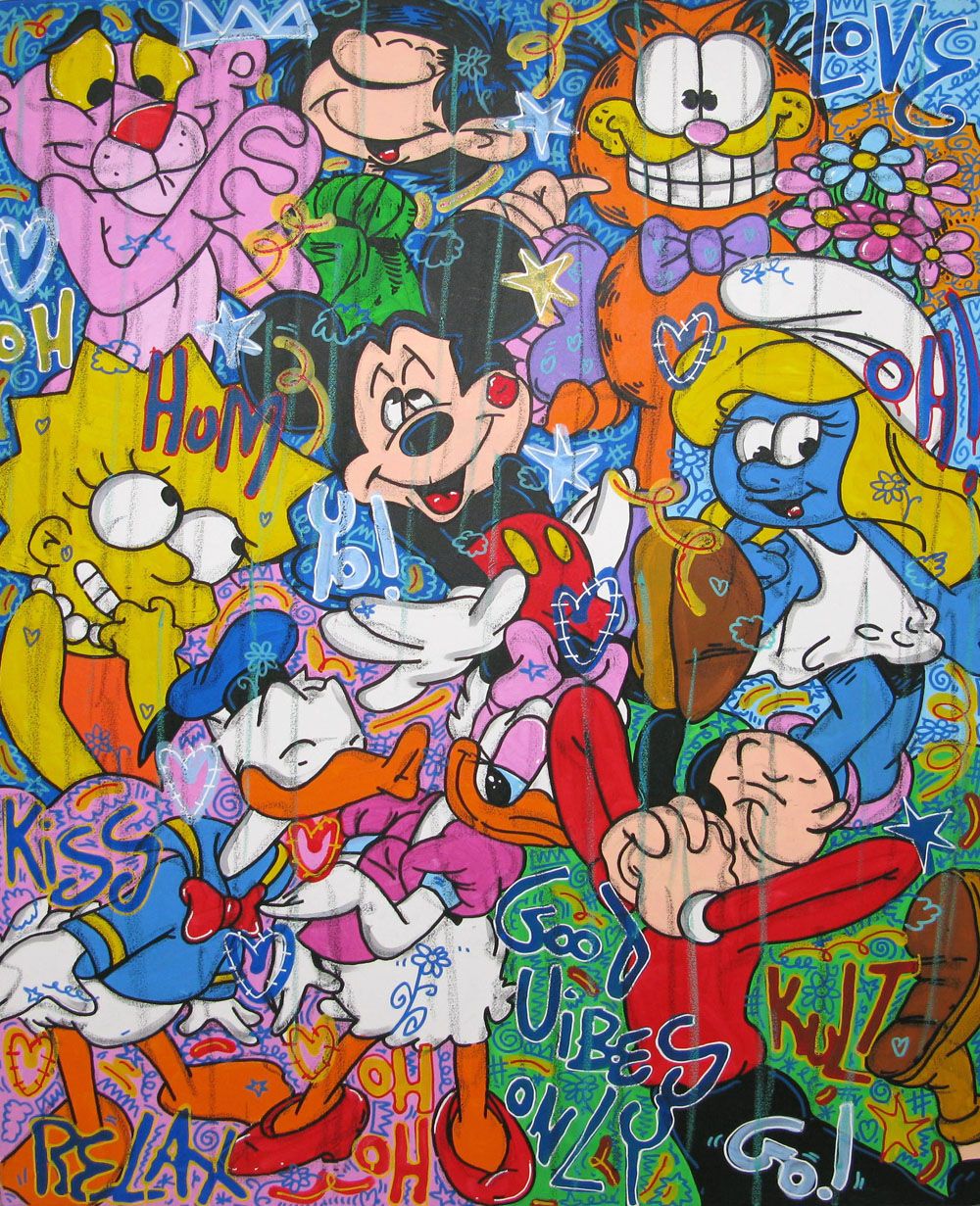 Tableau de RICO SAB a pour titre LOVE YEAH ! style street pop art dim : RICO SABprix:900