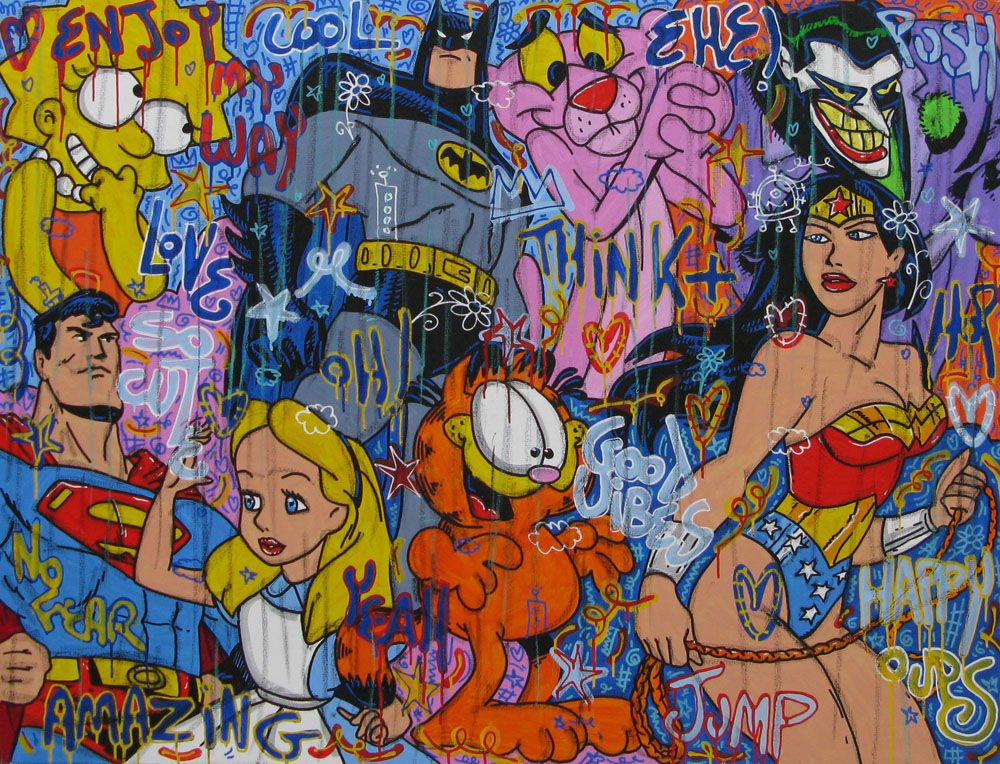 Tableau de RICO SAB a pour titre GOOD VIBES style graphique dim : RICO SABprix:1350