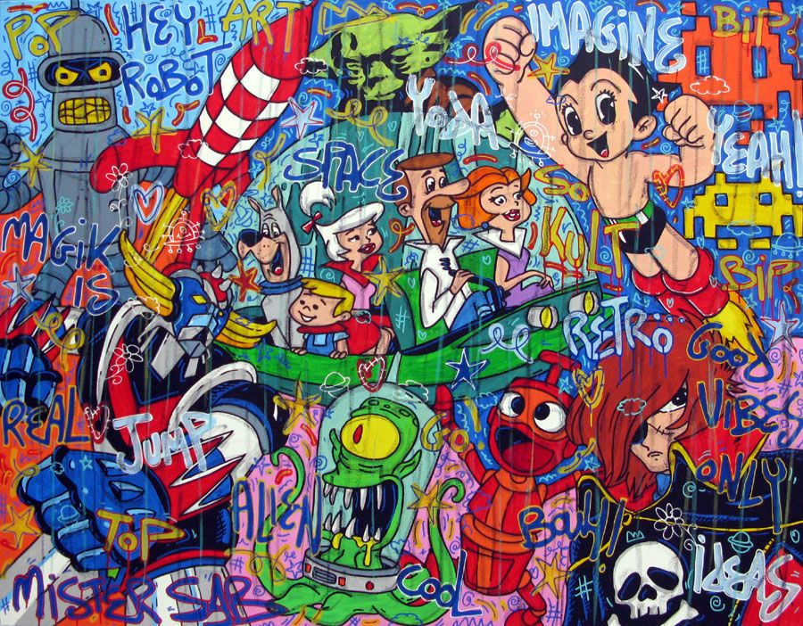 Tableau de RICO SAB a pour titre SPACE RETRO style street pop art dim : RICO SABprix:1650