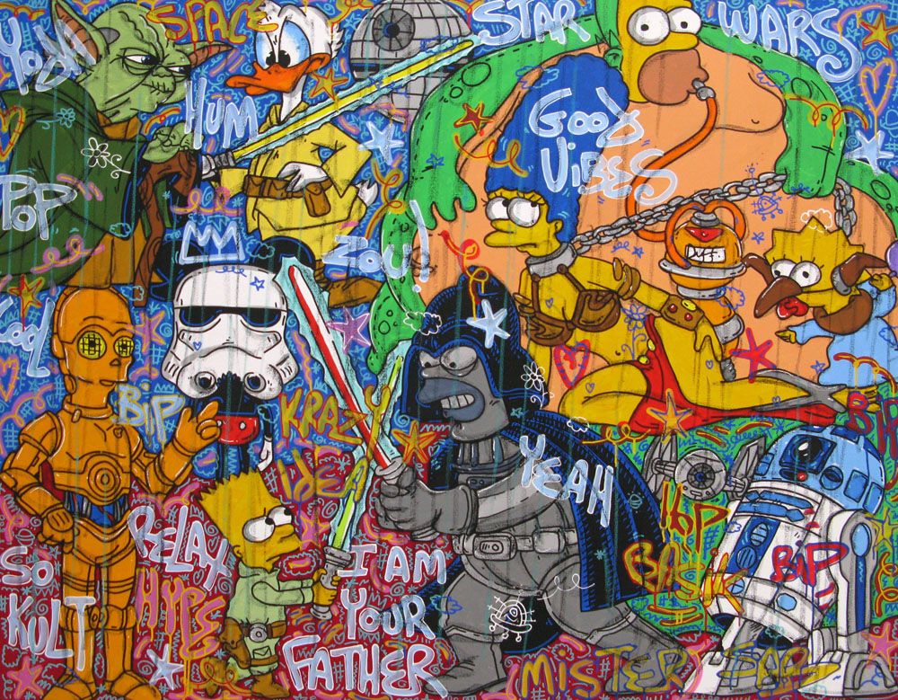 Tableau de RICO SAB a pour titre SPACE STAR WARS style street pop art dim : RICO SABprix:1650