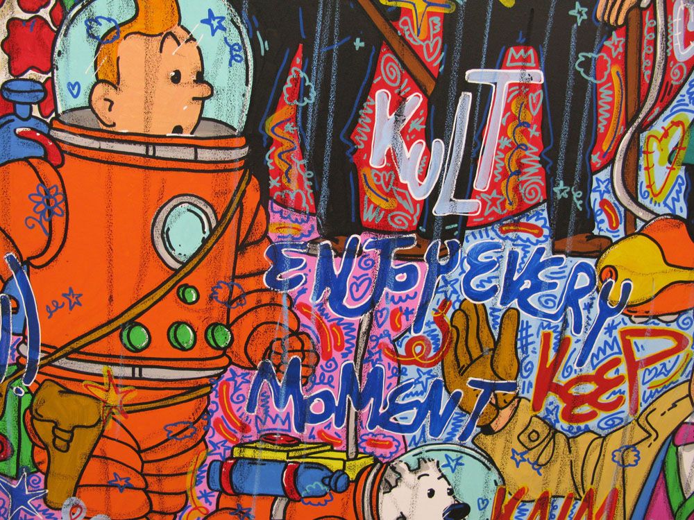 Tableau de RICO SAB a pour titre SO KULT TINTIN style street pop art dim : RICO SABprix:1650
