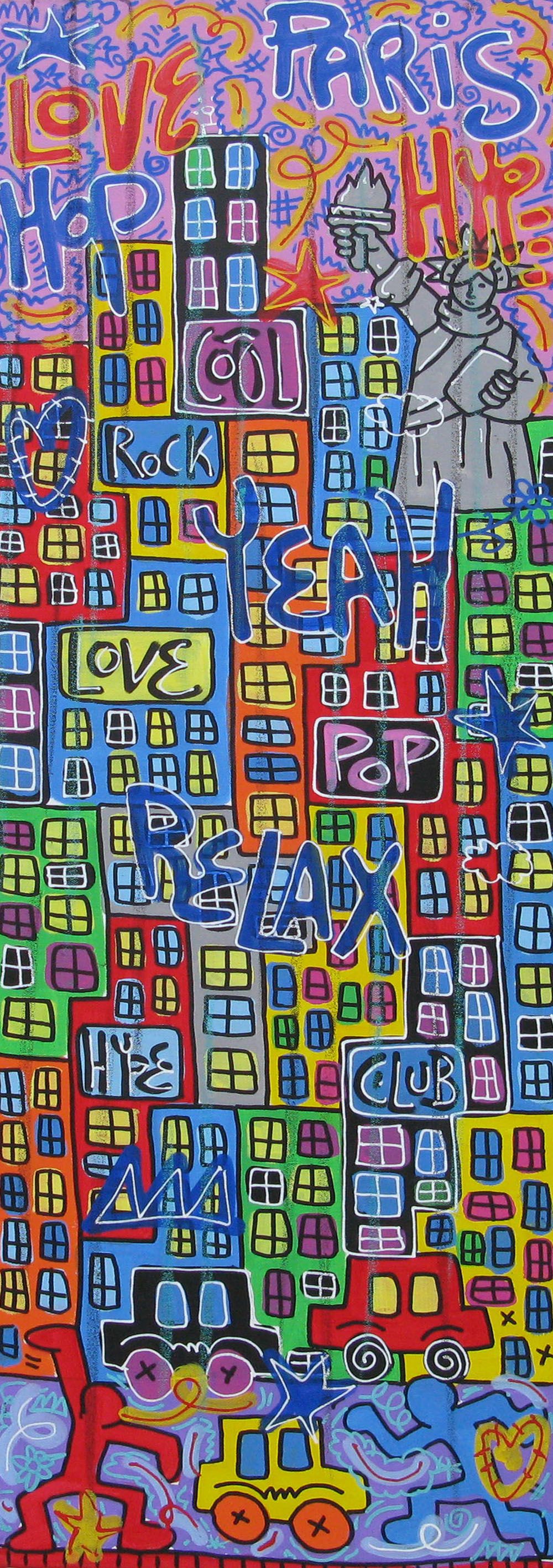 Tableau de RICO SAB a pour titre PARIS N-Y style graphique dim : RICO SABprix:550