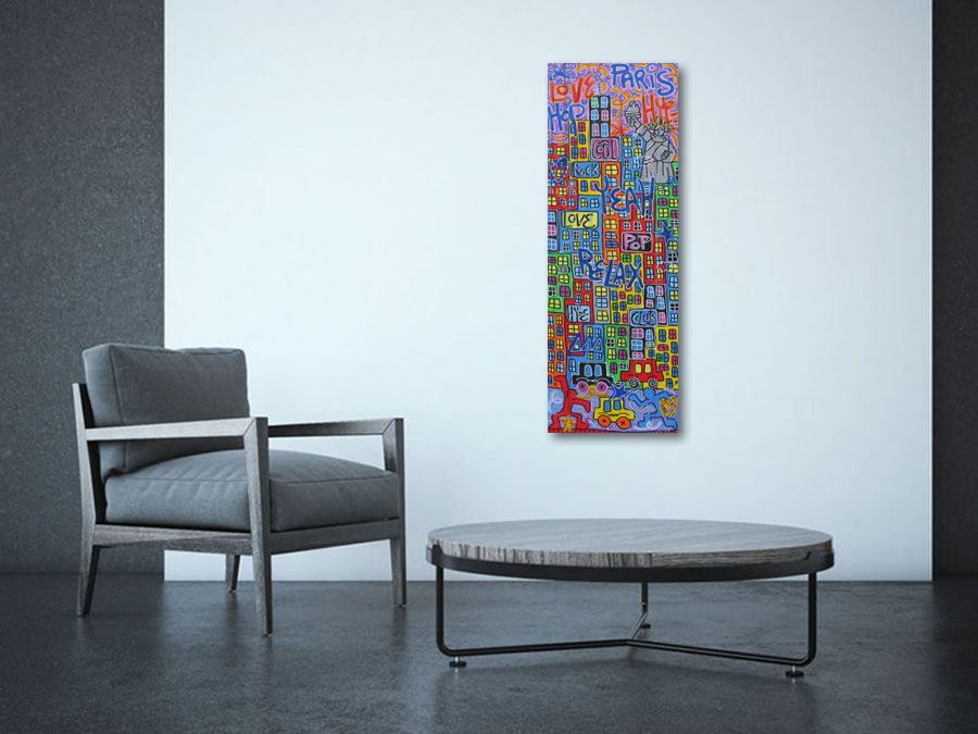 Tableau de RICO SAB a pour titre PARIS N-Y style graphique dim : RICO SABprix:550