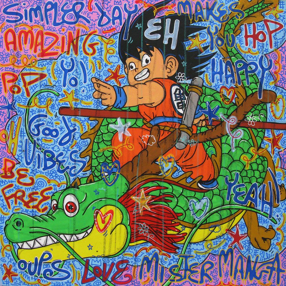 Tableau de RICO SAB a pour titre AMAZING SONGOKU style street pop art dim : RICO SABprix:950