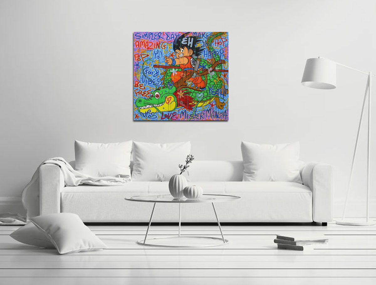 Tableau de RICO SAB a pour titre AMAZING SONGOKU style street pop art dim : RICO SABprix:950