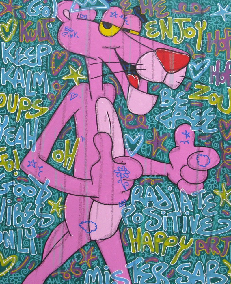 Tableau de RICO SAB a pour titre Keep kalm pink style street pop art, street art dim : RICO SABprix:600