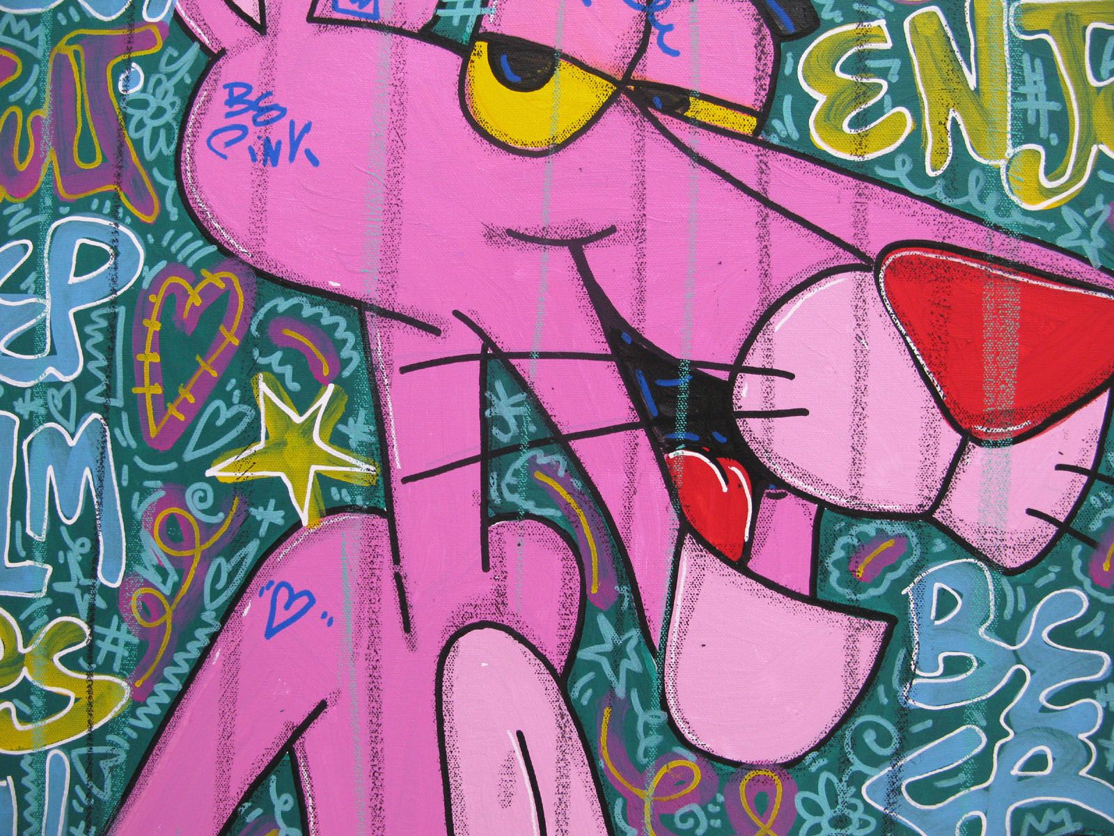 Tableau de RICO SAB a pour titre Keep kalm pink style street pop art, street art dim : RICO SABprix:600