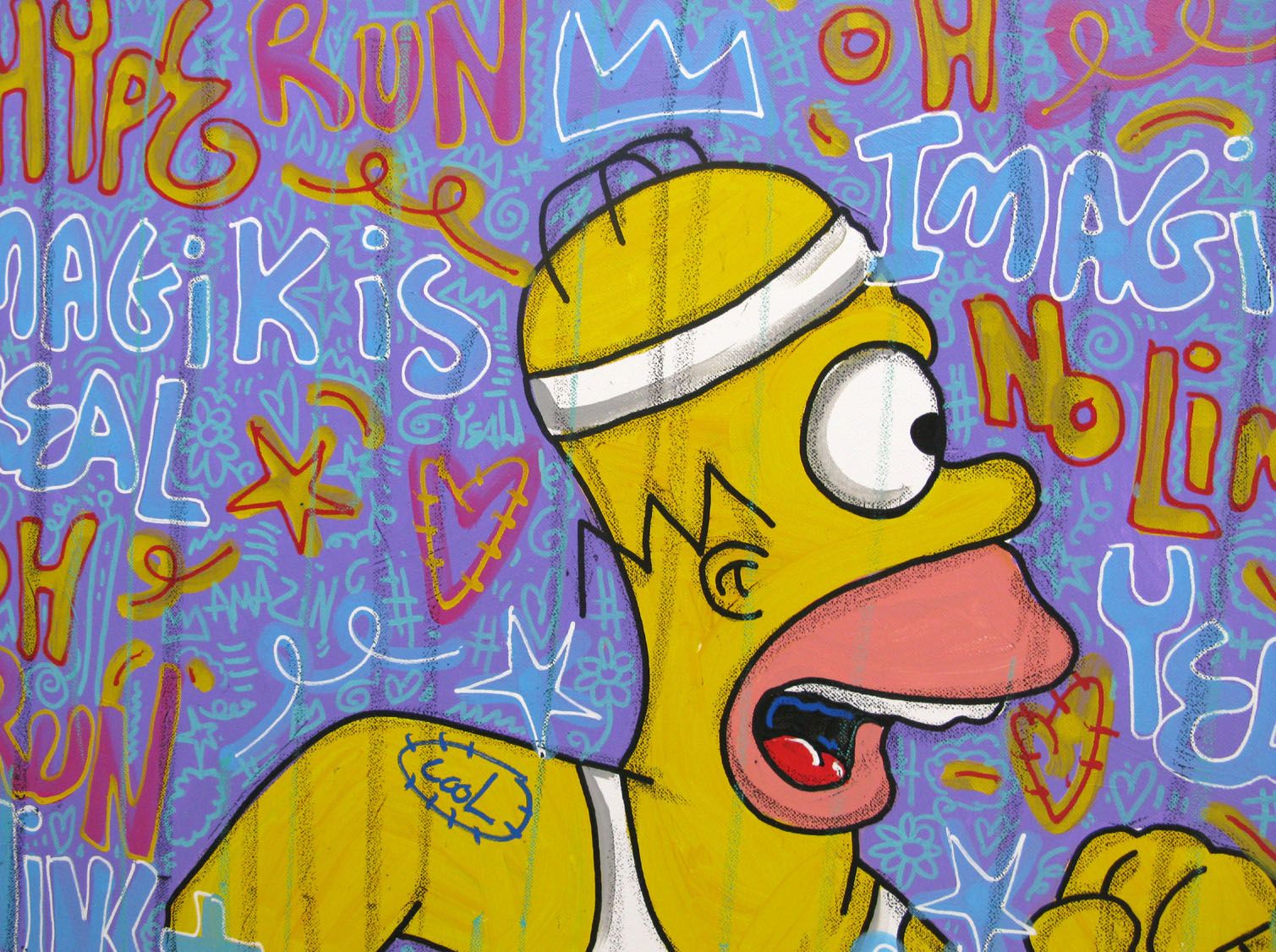 Tableau de RICO SAB a pour titre Run run run style street pop art, street art dim : RICO SABprix:600