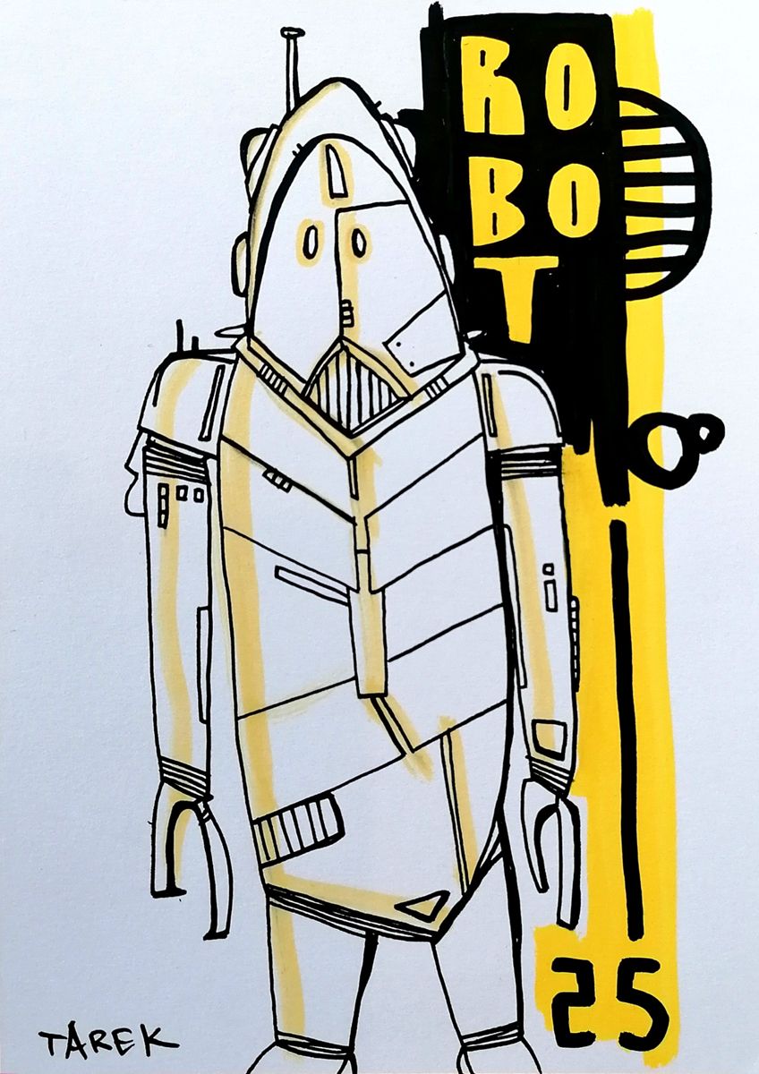 Dessin de TAREK a pour titre Robot Jaune style street art dim : TAREKprix:60