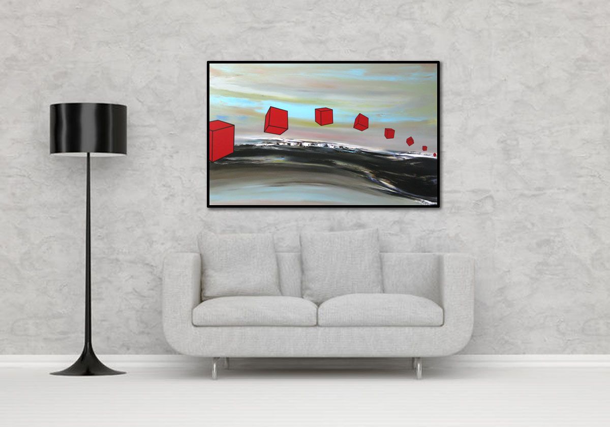 Tableau de RUELLE-MERCHER a pour titre VERS D'AUTRES PAYSAGES style abstrait dim : RUELLE-MERCHERprix:1600