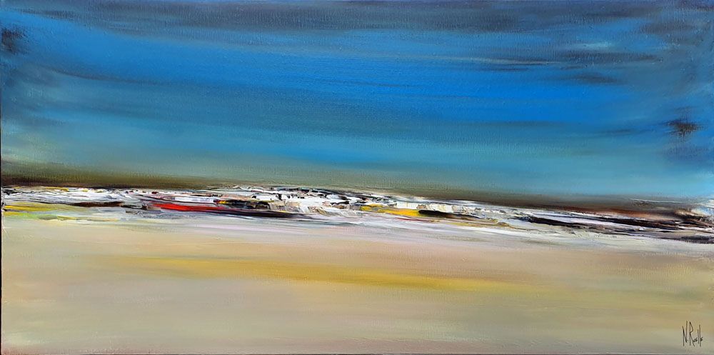 Tableau de RUELLE NICOLAS a pour titre WARM DAYS style abstrait dim : RUELLE NICOLASprix:800