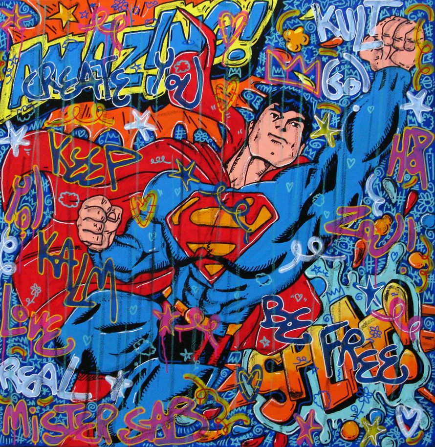 Tableau de RICO SAB a pour titre Amazing superman style street pop art, street art dim : RICO SABprix:950