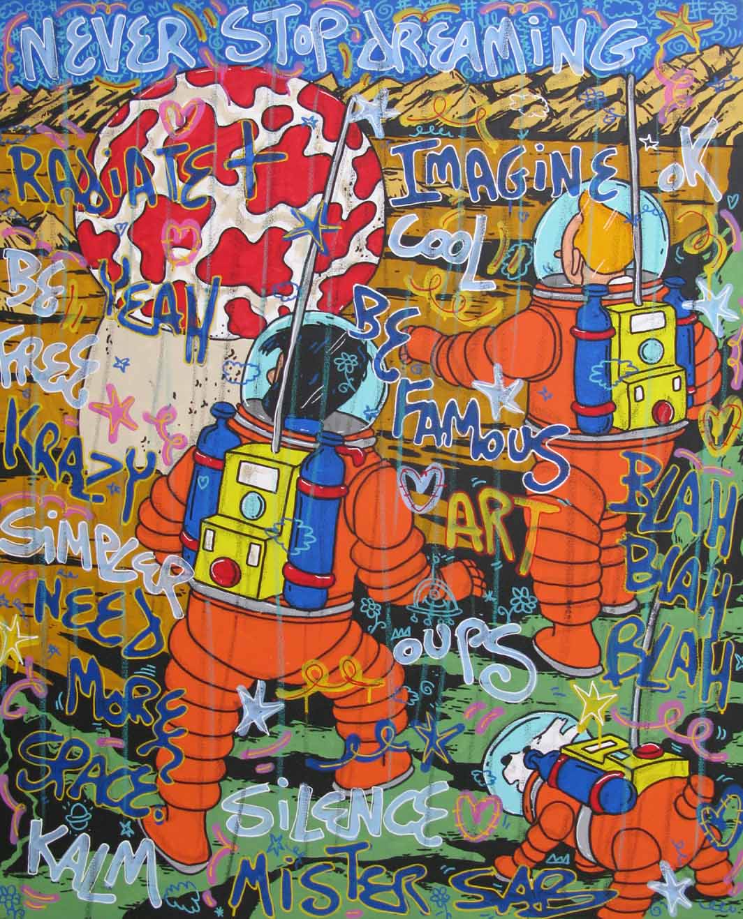 Tableau de RICO SAB a pour titre NEVER STOP style street pop art dim : RICO SABprix:1350