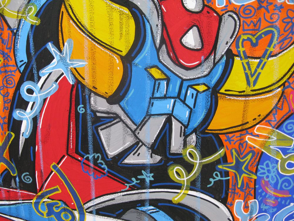 Tableau de RICO SAB a pour titre Toile street art: Goldorak go style street pop art, street art dim : RICO SABprix:950
