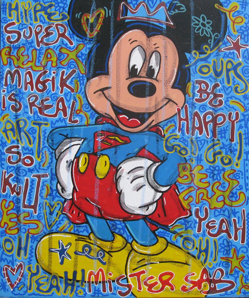 Tableau de RICO SAB a pour titre Hey super mickey style street pop art, street art dim : RICO SABprix:290