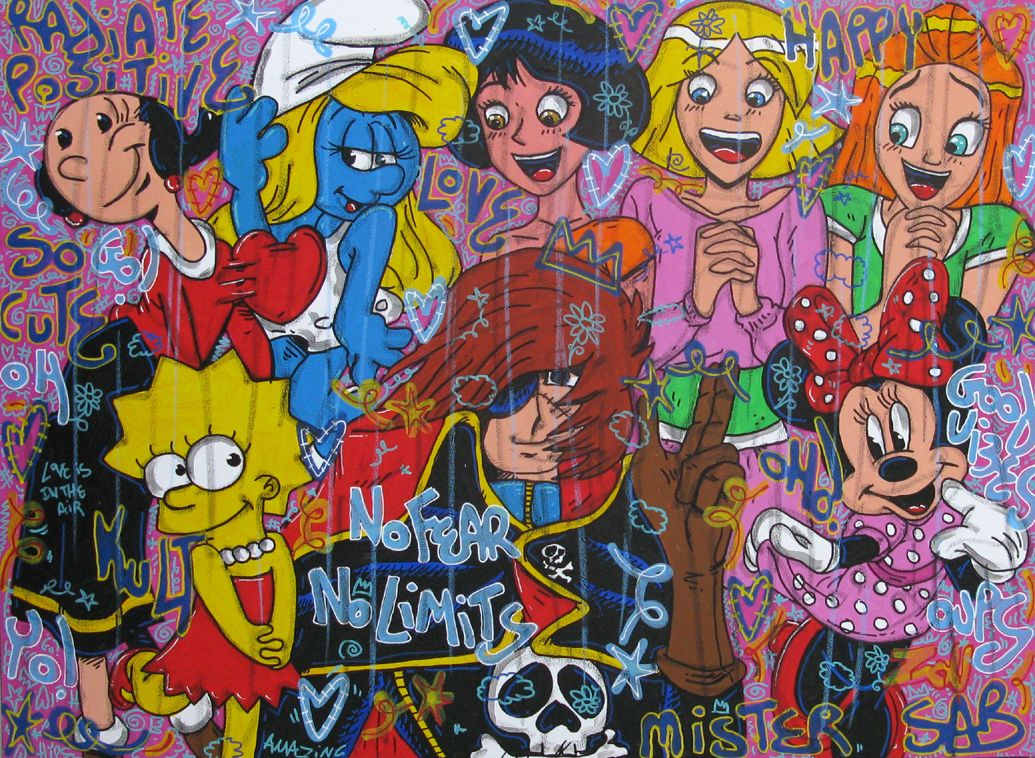 Tableau de RICO SAB a pour titre Love Albatar style street pop art, street art dim : RICO SABprix:1350