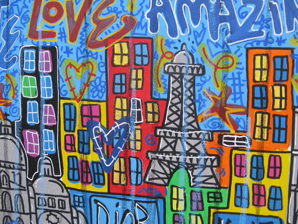 Tableau de RICO SAB a pour titre Love Paris style street pop art, street art dim : RICO SABprix:800