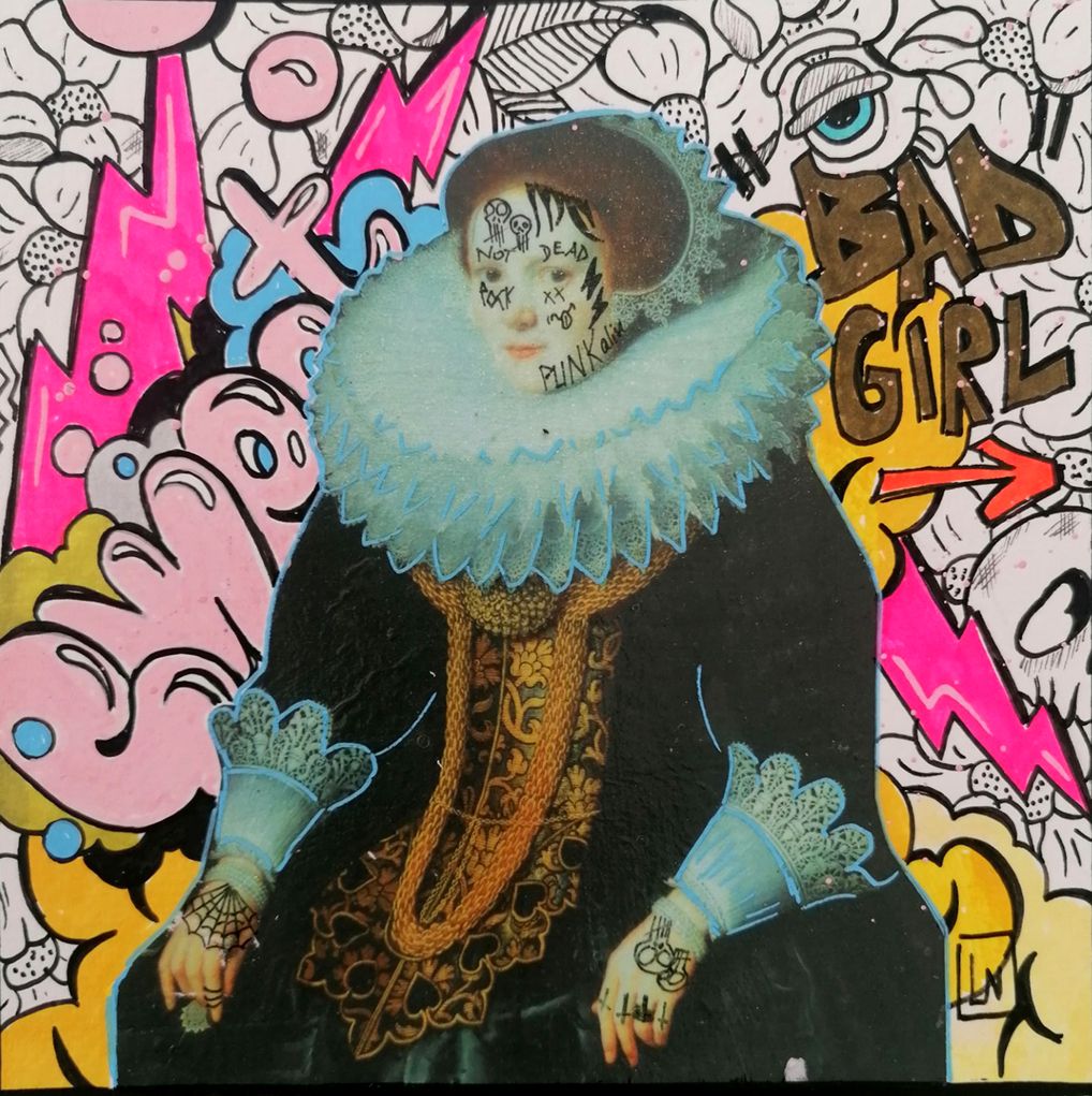 Dessin de LN LE PAPE a pour titre SWEET GIRL style street pop art dim : LN LE PAPEprix:50