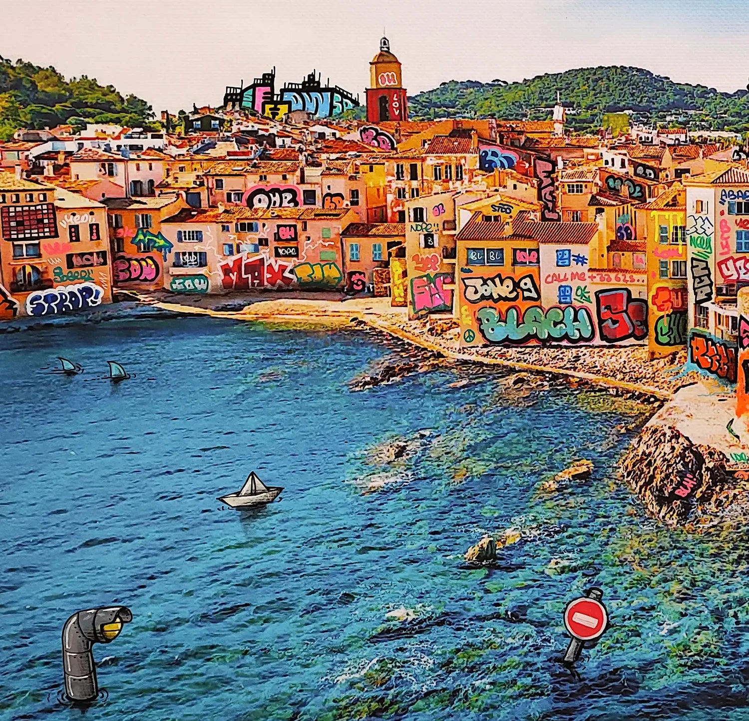 Editions d'art de BLACH a pour titre Saint Tropez style graffiti, street art dim : BLACHprix:100