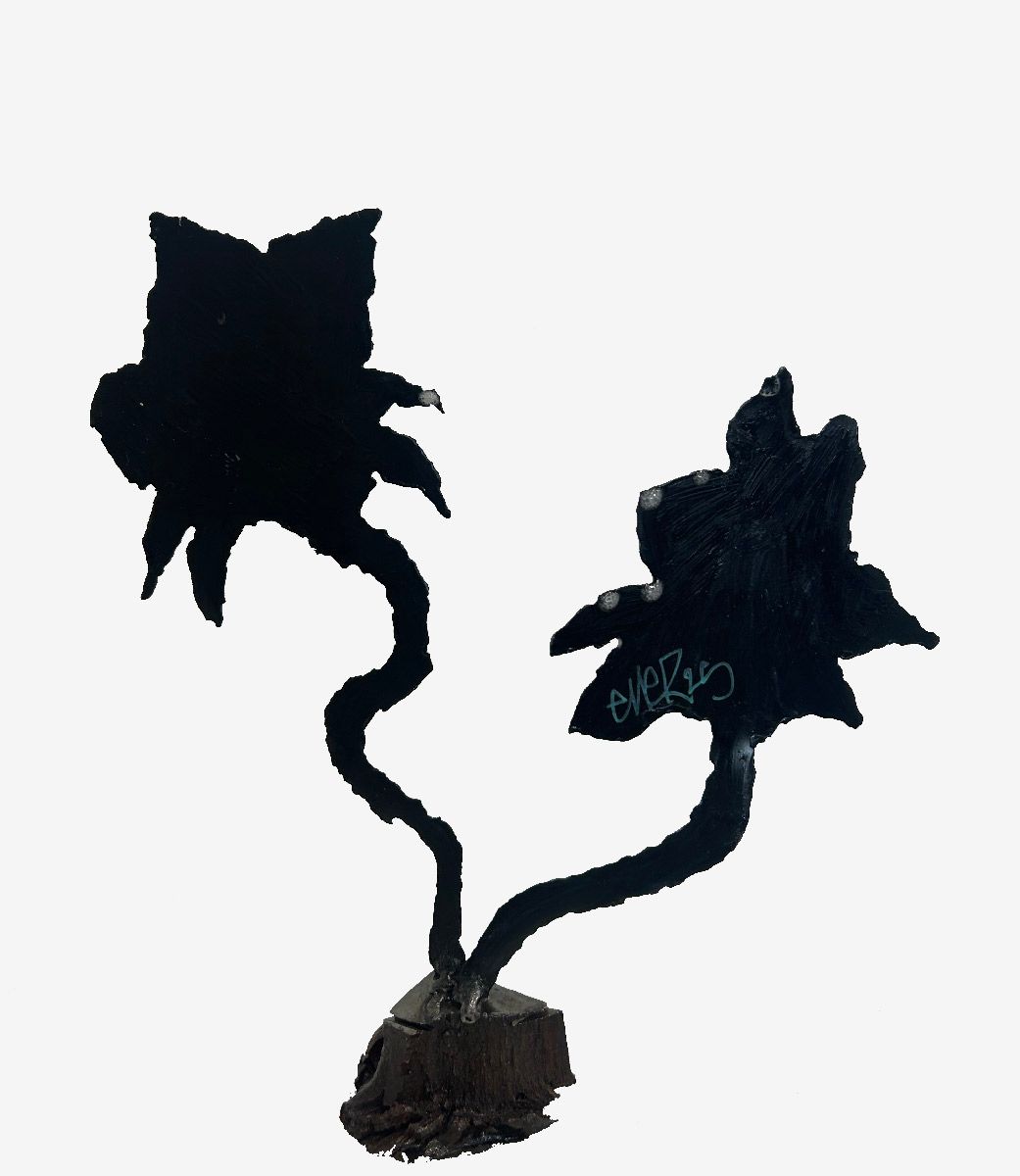Sculpture de EMER a pour titre Deux fleurs (rose et bleu) style graphique dim : EMERprix:240