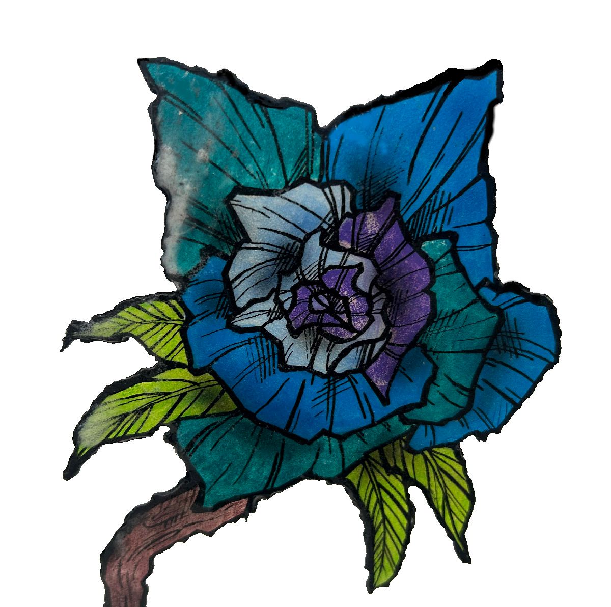 Sculpture de EMER a pour titre Deux fleurs (rose et bleu) style graphique dim : EMERprix:240