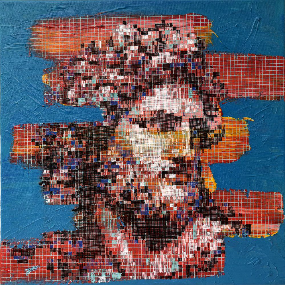 Tableau de NICOLAS JESBAC a pour titre Série réappropriation humaine : grec #2 style figuratif, graphique dim : NICOLAS JESBACprix:320