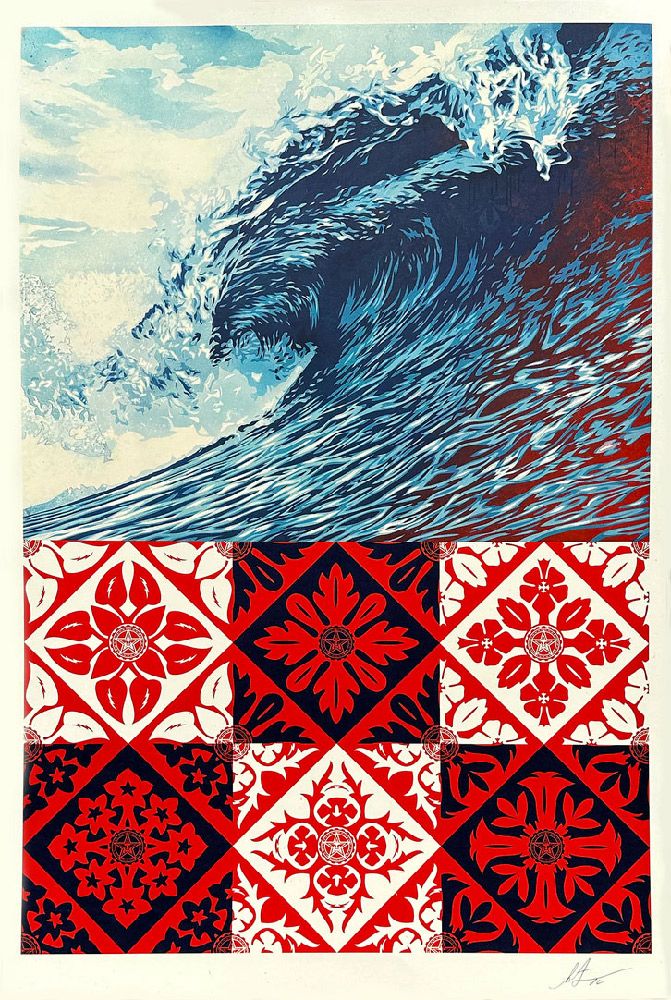 Editions d'art de OBEY : SHEPARD FAIREY a pour titre Wave Of Distress (Bleu) style street art, graphique dim : OBEY : SHEPARD FAIREY prix:100