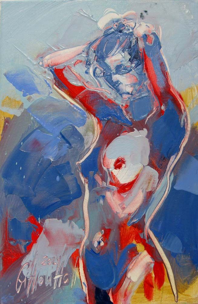Tableau de OLENA SINIUHINA a pour titre Silhouette d'une fille style figuratif dim : OLENA SINIUHINAprix:170