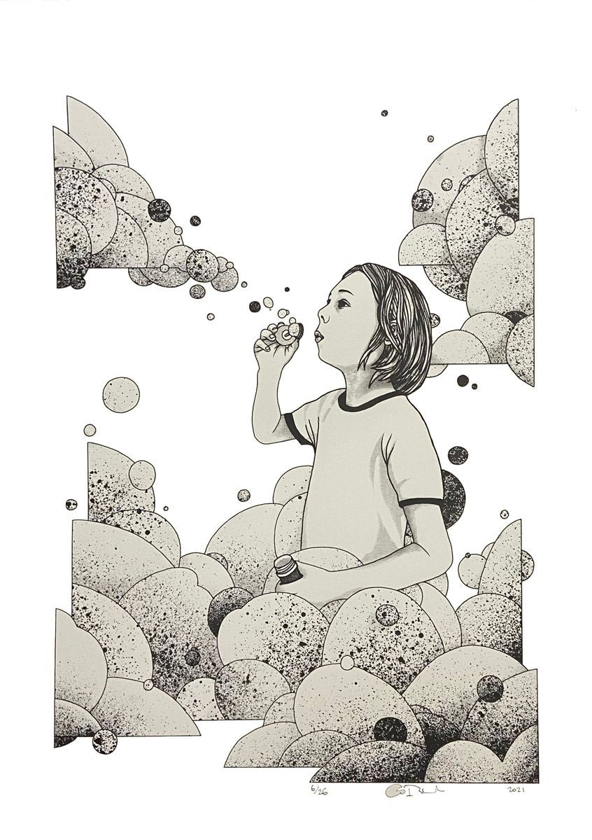 Editions d'art de OSRU a pour titre enfant bulle (Black and White) style figuratif dim : OSRUprix:130