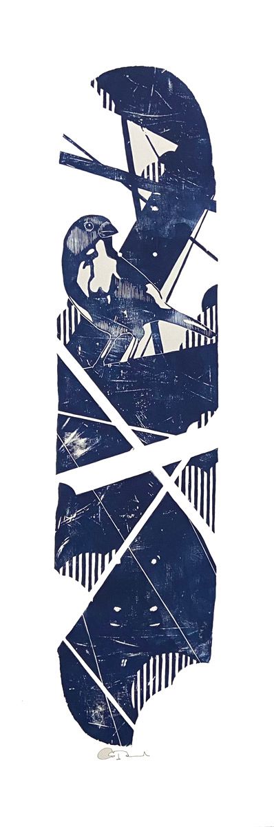 Editions d'art de OSRU a pour titre SKATE/OISEAUX GRAPHIQUE BLEU style graffiti, street art dim : OSRUprix:70